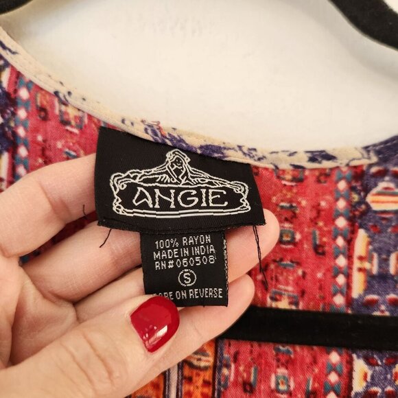 Angie Blue Red Floral Open Front Kimono Cardigan Boho Bohemians Women's S - Picture 4 of 5